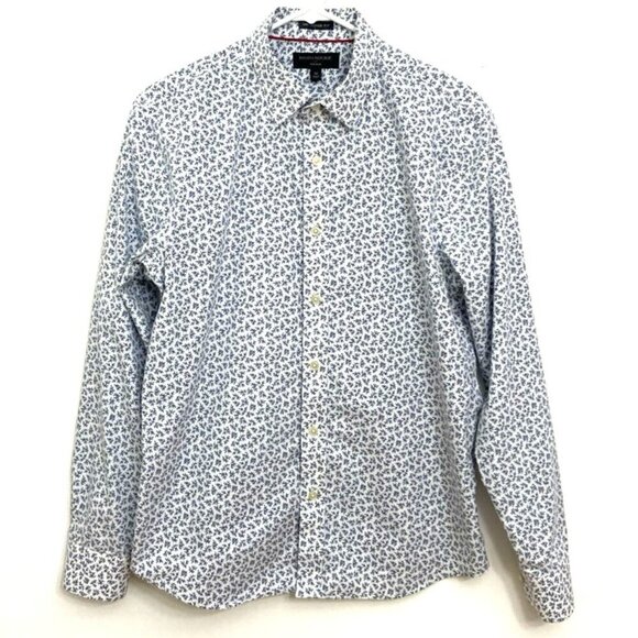 Banana Republic Men's L/S Button Up Shirt Size M Untucked Fit Blue White - Picture 1 of 4